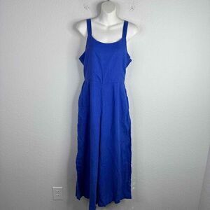 Cynthia Rowley Jumpsuit Womens Size 4 Blue‎ Linen Wide Leg Boho Lagenlook Romper